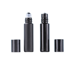 10 ml Pequeño Perfume Roll-on Botella 10 ml Esmerilado Mate Negro Brillante Cristal Negro Aceite Esencial Rodillo Bola Rollo en Botella de Vidrio - Product Image 6