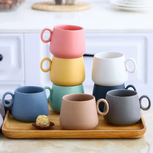 Matte Northern European Macaron Porcelain <b>Ceramic</b> <b>Mug</b> Cartoon Design Hot Beverage Friendly Dishwasher Microwave Business Gifts - Product Image 5