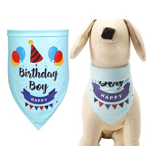 באיכות גבוהה בד כותנה עם שכבה כפולה עם ילד/ילדה וכלב רך בנדנה עם הדפסת יום הולדת מתוקה באביב - Product Image 4