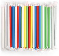 Pailles colorées biodégradables personnalisées imprimées Cocktail Bubble Tea Boba emballées individuellement Vente en gros