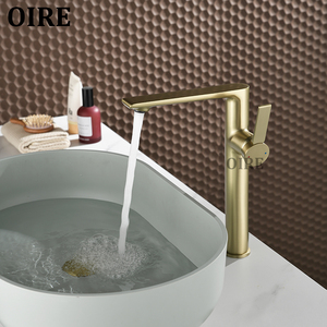 Robinet de salle de bain <span class=keywords><strong>Oire</strong></span> en laiton brossé doré, design moderne et luxueux - Product Image 3