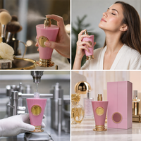 Flacon pulvérisateur de parfum, brume corporelle, lotion, huile capillaire en forme de cône en PET sur mesure, emballage OEM avec impression sérigraphique