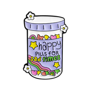 סיכת דש בצורת צנצנת כוכבים בצבעי הקשת עם הכיתוב Happy <span class=keywords><strong>Pills</strong></span> Dog's Schedule, סיכת דש דקורטיבית מצופה אמייל עם הכיתוב <span class=keywords><strong>Fun</strong></span> Happy <span class=keywords><strong>Pills</strong></span> for Sad Times. - Product Image 6