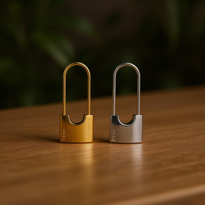 Orecchini a forma di lucchetto Shenqijiaode in lega di zinco placcata oro, gioielli classici unisex alla moda, regalo E2869 - Product Image 2