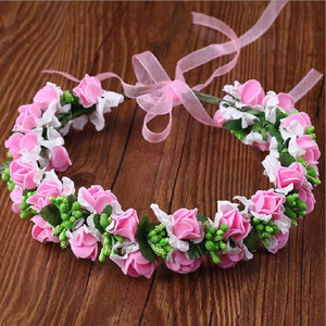 Accesorios florales <span class=keywords><strong>para</strong></span> el <span class=keywords><strong>cabello</strong></span> <span class=keywords><strong>para</strong></span> niña, diademas bohemias con <span class=keywords><strong>flores</strong></span>, guirnalda <span class=keywords><strong>para</strong></span> el pelo <span class=keywords><strong>para</strong></span> fiesta <span class=keywords><strong>de</strong></span> boda - Product Image 1