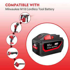 Batterie lithium-ion rechargeable VICTPOWER 18V 12Ah noire pour outils électriques - Product Image 5