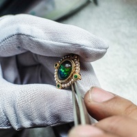 Bague de déclaration de luxe en argent sterling 925 massif plaqué or vermeil, ornée de perles et d'opale australienne, pour femme, par un créateur de joaillerie fine