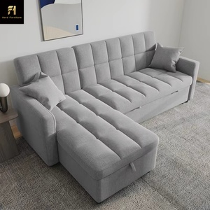 Maßgeschneidertes Modernes L-Form Samt-Stauraumsofa mit Metallrahmen, Verstellbarer Schlaffunktion und Relaxfunktion für Hotels und Wohnzimmer - Product Image 2