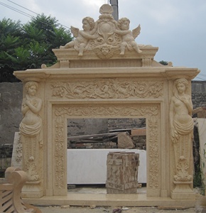 Chimenea <span class=keywords><strong>de</strong></span> León <span class=keywords><strong>de</strong></span> mármol beige chino, chimenea moderna europea envolvente - Product Image 5