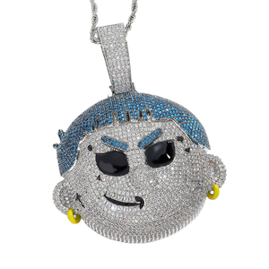Collier Pendentif Personnage 3D Légende du Gaming, Entièrement Sertie de Zircons Micro-Pavés, Bijou Lourd Inspiré de l'Esports et du Hip-Hop pour Hommes Rapper - Product Image 1