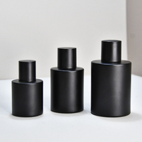 Flacon de parfum en verre noir mat de luxe, cylindrique, 30 ml, 50 ml, 100 ml, flacons vaporisateurs ronds à col serti, emballage cosmétique
