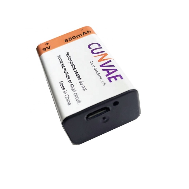 9 Volt Rechargeable Batteries Lithium Ion 9V 650mAh Li-ion Batteries