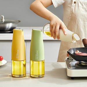 Juego de botellas de aceite de vidrio para cocina, recipiente de almacenamiento resistente a goteo, a prueba de fugas, con apertura automática, forma cilíndrica, 3 colores - Product Image 3