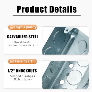 ขายตรงจากโรงงานกล่องสวิตช์ไฟฟ้าเหล็กชุบสังกะสี <span class=keywords><strong>2x4</strong></span> มาตรฐานอเมริกันพร้อมใบรับรอง Ul - Product Image 2