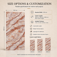 Panneau mural en PVC brillant MORLENX Rose Beige Marble Vein UV pour projet résidentiel de luxe
