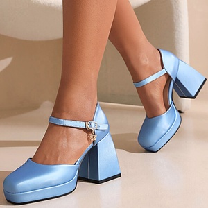 Zapatos de Tacón Alto para Mujer, Primavera-Verano 2022, Sandalias de Tacón Alto para Trabajo y Exteriores, Punta Cuadrada, Correa con Hebilla Suave, Zapatos Mary Jane con Plataforma 47 - Product Image 6