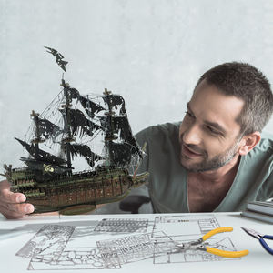 Piececool 3D bulmacalar büyük korsan gemisi uçan hollandalı deniz taşıtları gemi bina oyuncaklar <span class=keywords><strong>Model</strong></span> kitleri yetişkinler için el sanatları - Product Image 4