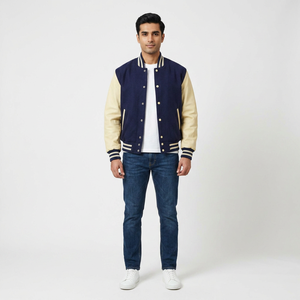 Customized Embroidered Wool Varsity Letterman <b>Baseball</b> <b>Jacket</b> with Stand Collar Hooded Design Anti-Bacterial Breathable Features - Product Image 1