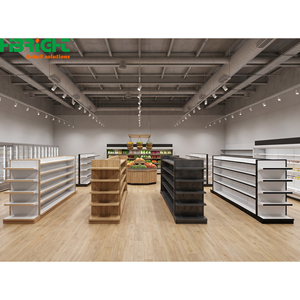 Comptoir de caisse de supermarché en bois grainé, poste de caisse de détail, station d'affichage TPV pour épicerie - Product Image 3