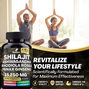 Capsules Solilan Complexe de <span class=keywords><strong>Ginseng</strong></span> Tout-en-Un Shilajit Ashwagandha Curcuma Ginkgo Rhodiola Rosea <span class=keywords><strong>Ginseng</strong></span> Rouge Coréen Panax - Product Image 2
