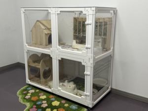 Transparante luxe ABS PET materiaal hondenkooi met dierenprint voor binnengebruik, hoogte aanpasbaar voor grote honden - Product Image 4