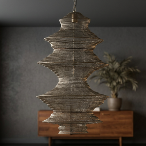 Abat-jour de lanterne en fer fait main avec un design texturé et superposé pour la décoration de la maison - Product Image 3