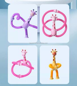 Jouet télescopique robot girafe à ventouse, lumineux, déformable, tube extensible, jouets éducatifs créatifs pour enfants - Product Image 3