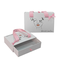 Boîte coulissante en carton de luxe avec logo imprimé pour bracelets, bagues, colliers, bijoux, petit coffret cadeau avec poignée en ruban