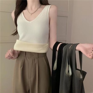 Camisola térmica sin mangas ajustada para mujer, chaleco informal cálido y grueso con forro polar, ropa interior y exterior para otoño e invierno - Product Image 2