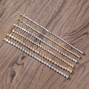 Pulsera Hip Hop con Inicial Personalizada y Engaste de Moissanita, Cadena de Tenis Auténtica de Oro de 10K - Product Image 6