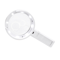 2X Handheld Magnifier Illuminated Desktop Magnifying Glasses with 8 LED Lights & Foldable Handle Magnifier