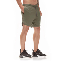 Short de course 2 en 1 vert armée pour homme avec doublure de compression blanche, poche pour téléphone, séchage rapide, idéal pour la gym