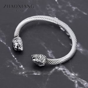 Lion Head Cuff <b>Bangles</b> <b>Bracelets</b> for Women Men Stainless Steel Manufacture Jewelry Hip Hop Design - Product Image 2