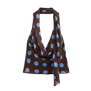 PB&ZA – Nouvelle collection été 2025 : Débardeur court décontracté en mousseline de soie respirante, style vintage chic, col Peter Pan, fines bretelles, à pois, dos nu pour femme - Product Image 1