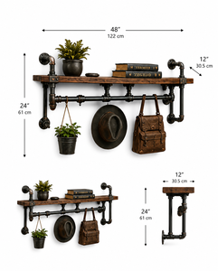 Étagères flottantes rustiques murales en bois, style industriel, pour salle de bain, décoration, étagère d'art, cuisine - Product Image 2