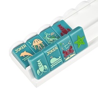 Support de rangement en bois premium pour tuiles de mahjong américain, format mini, avec support pour tuiles bleu menthe, pour la maison et les voyages