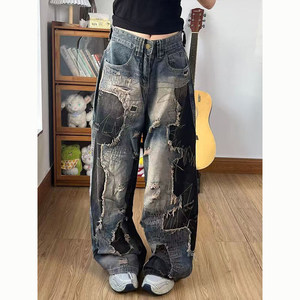 Jeans de Mezclilla Anchos para Mujer, Estilo Casual, Lavados y Desgastados - Product Image 4