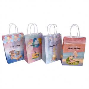 Bolsas de Regalo de Papel Kraft Blanco con Asas Retorcidas, Tema de Dibujos Animados, para Dulces de Boda, Cumpleaños, 16*8*22cm, KUAIMA - Product Image 1