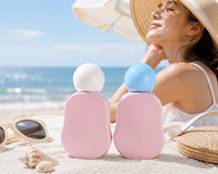 Flacon de crème solaire PE de 30 ml et 50 ml, flacon de crème cosmétique avec bouchon à vis en forme de boule
