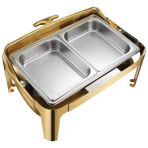 Visible rectangular Flip buffet plato de frotamiento calentador de acero inoxidable para catering hotel Fiesta rollo plato de frotamiento