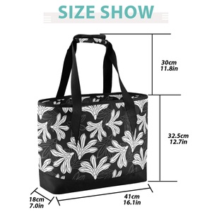 Hawaiian Print Large Capacity Eco-friendly Naupaka Flower Leakproof Custom Logo Insulated Cooler Bag with Shoulder Straps - Product Image 3