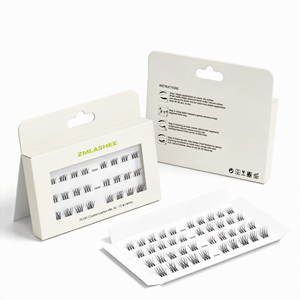 En gros Faux cils noirs courbés en <span class=keywords><strong>D</strong></span>, en segments, effet vison, pour extension de cils en grappe DIY, kit de colle - Product Image 3