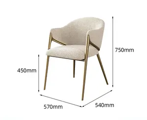 Hot Selling Nordic Light Luxury Restaurant Dining Chair Modern Lamb Wool Fabric Stainless Steel Dininng Room Chair For Home