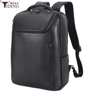 Tiding Business <b>Backpack</b> 15.6-Inch Genuine Leather Large Capacity For Men Commute Travel - Product Image 1