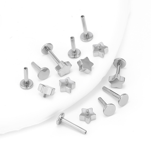 303 स्टेनलेस स्टील स्टार के आकार के कान स्टड m0.9/1.0 थ्रेडेड भेदी गहने व्यक्तिगत पंंक शैली इयररिंग्स - Product Image 5