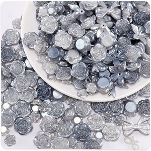 Decoraciones de resina con flores de perlas para proyectos de manualidades, suministros para hacer joyas hechas a mano, colores pastel, formas variadas - Product Image 2