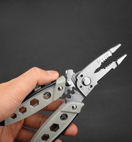 Alicates de Pesca CB de Acero Cromo Vanadio, Portátiles, Duraderos, Cortacables, Pelacables Automático Ajustable