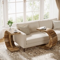 Table d'appoint pliable en bois moderne en forme de C pour salon, table d'appoint gain de place et table de canapé