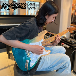 <span class=keywords><strong>Guitarra</strong></span> Eléctrica Flame Tiger Veneer con Interruptor Mini Coil Split |   Pastillas S-S-H Alnico, Diapasón de Arce Carbonizado - Product Image 3