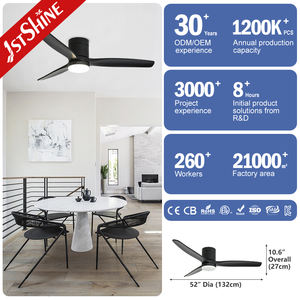 Ventilatore da soffitto a 1 soffitto con montaggio a filo nero intelligente con controllo a soffitto basso ventilatore da soffitto a LED con luce - Product Image 3